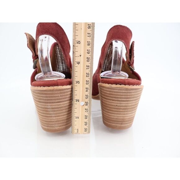 Sofft Womens Sabie Wedge Slingback Mules Booties Red Suede Perforated 11 M - Picture 11 of 13